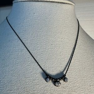 Dainty feminine gray black chain rhinestone necklace